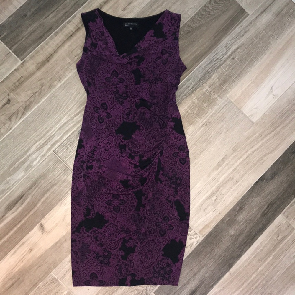 Jones New York purple/ black sleeveless maxi sz 6